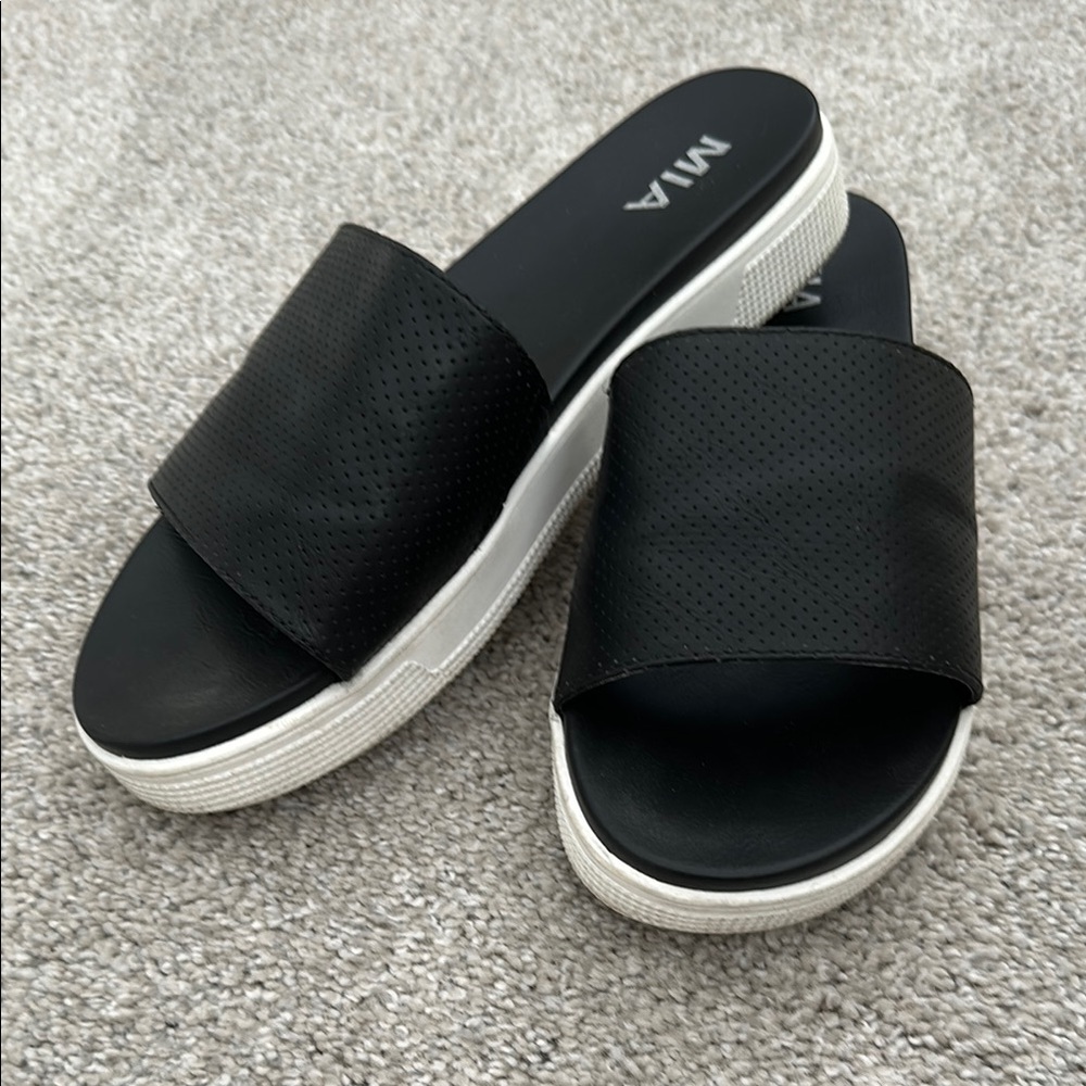 MIA Black Slide Sandals for Women
